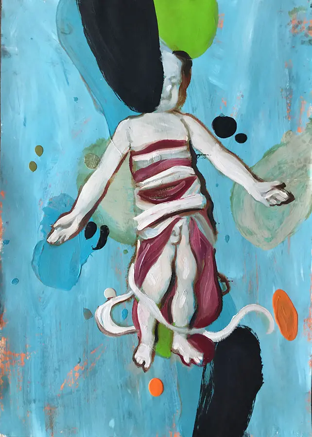 Anton Horvatović — Memories on Vinyl II, 2019, oil and acrylics on paper, 100x70cm