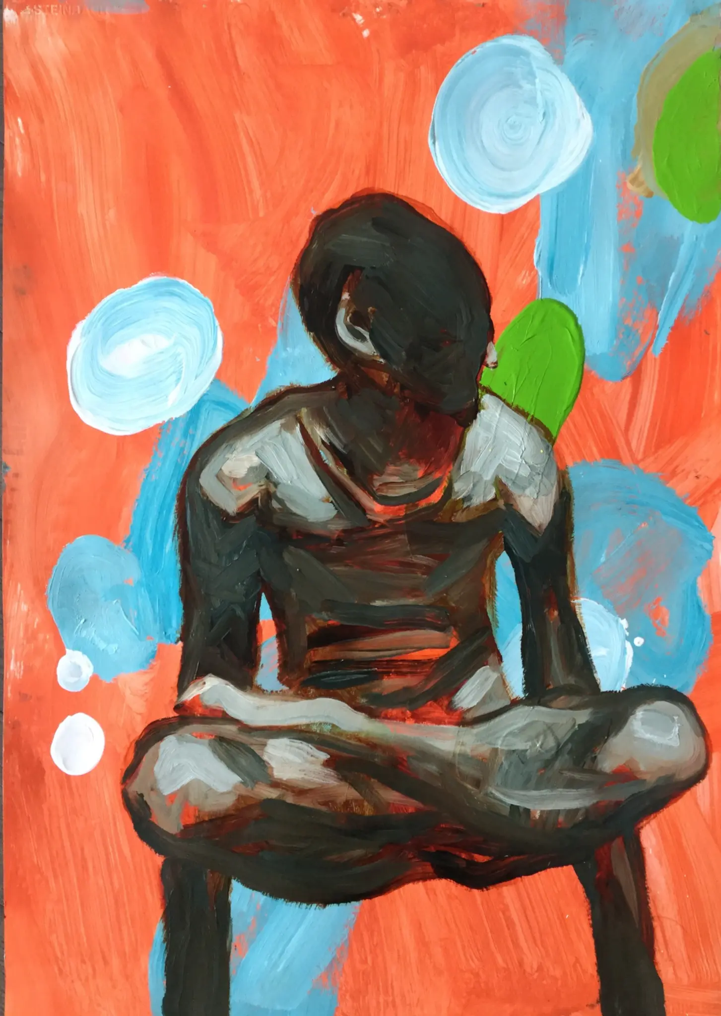 Anton Horvatović — Memories on Vinyl V, 2017, oil and acrylics on paper, 100x70cm